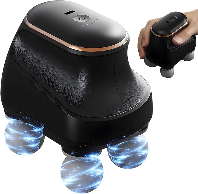 2025 New 4-Head Deep Tissue Electric Percussion Massager for Muscle Relaxation - 5 Adjustable Levels Rechargeable Vibration Massage Device for Neck Back Shoulder Leg (Black)