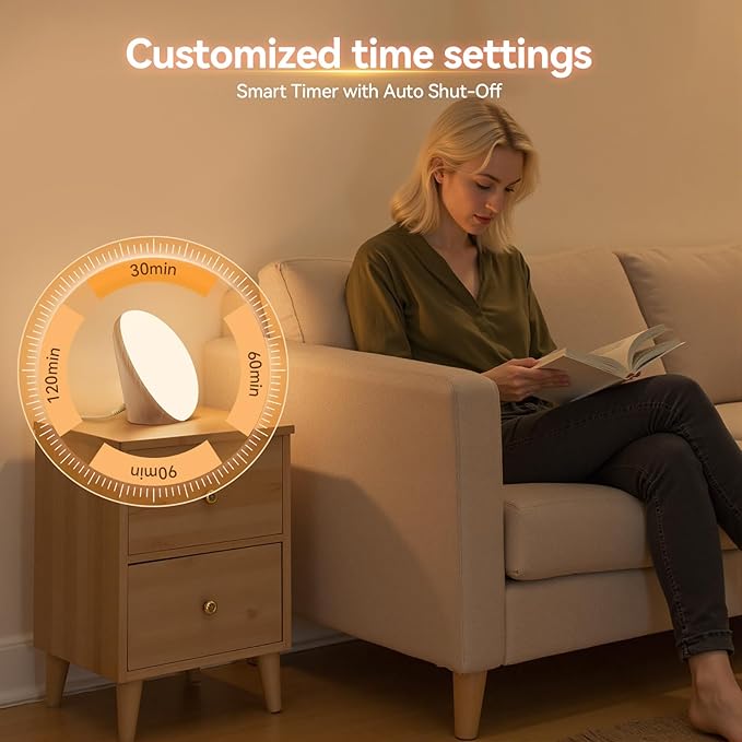 670nm Red Night Light Red Night Sleep Lamp for Bedroom Light Therapy Lamp with 10000 Lux Sun Light 5 Color Temperatures 5 Brightness Levels 4 Timer Settings Smart Touch &amp Remote Control