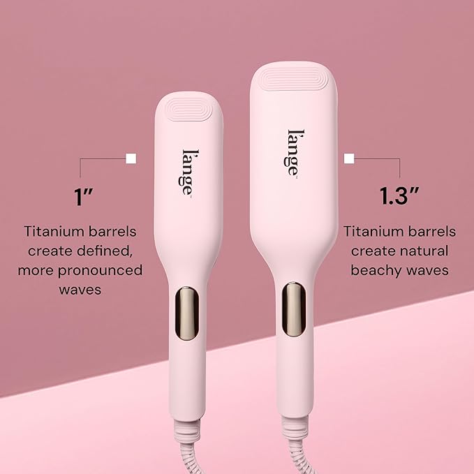 L'ANGE HAIR SculptWaver Titanium Deep Wave | Hair Crimper for Effortless Beach Waves | 3 Barrel Hair Waver with Adjustable Heat | Dual Voltage &amp Smart Timer | Styling Tools &amp Appliances Blush
