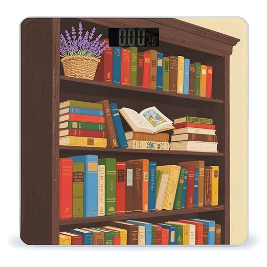 Bookshelf Flowers Scale for Body Weight Sturdy Tempered Glass Weighing Scales with LCD Display Accurate Digital Bathroom Scale Convenient Body Fat Smart Scales Easy Read