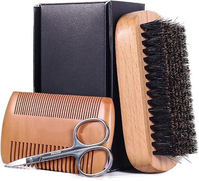 Shaving Brush Set Foam Soap Wooden Beard Brush Comb Head Styling Accessories