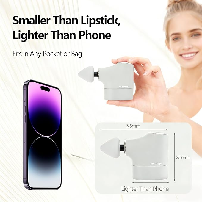 Mini Massage Gun Portable Deep Tissue Muscle Massager with 4 Heads Adjustable Speed &amp Pressure Quiet Powerful Motor Rechargeable Handheld Percussion Massager for Neck Shoulder Back &amp Leg