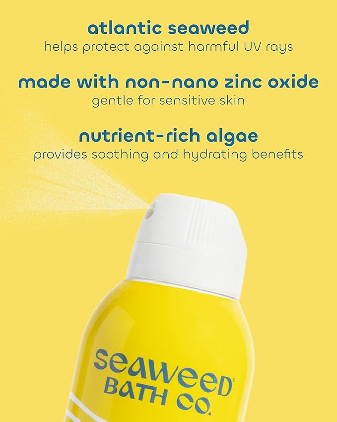 Seaweed Bath Co. Clear Moisture Mineral SPF 30 Broad Spectrum Sunscreen Spray - With Nourishing Algae Coconut &amp Hyaluronic Acid - Tropical Scented - 6 oz (Pack of 2