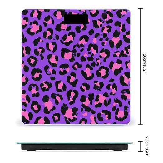 Energy Saving Scale Bathroom Weighing Scale Smart Scale for Body Weight Digital Neon Purple Pink Leopard Print 80s 90s Style