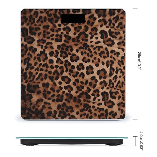 Leopard Print Bathroom Scale for Body Weight LCD Display Digital Bathroom Scale Tempered Glass Bathroom Weight Scales Fashion Smart Scales for Home Bedroom 400 Lb
