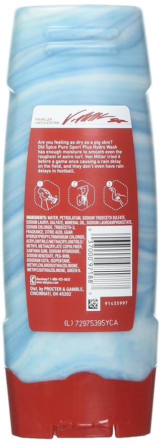 Old Spice Hardest Working Collection Hydro Body Wash Pure Sport Plus 16 Fluid Ounce