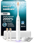 Philips Sonicare 7300 Series Electric Toothbrush - Next-Generation Sonicare Technology Pressure Sensor 12 Brushing Settings SmarTimer BrushPacer 21-Day Runtime Travel Case White HX7420/07