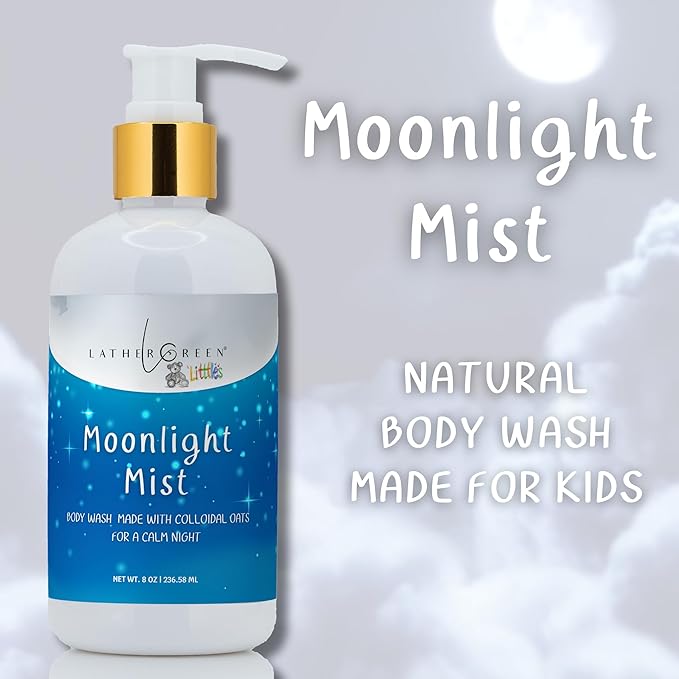 Kids Body Wash – Plant Based Gentle Moisturizer with Shea Butter – Safe for Sensitive Skin – Moonlight Mist – 3 Pack (8 oz Each)
