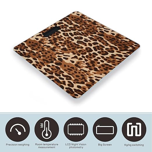 Bronze Brown Animal Print Smart Scale for Body Weight Accurate Bathroom Scale with LED Display Digital Weight Scales Weighing Machine High Precision Scales for Bath Home