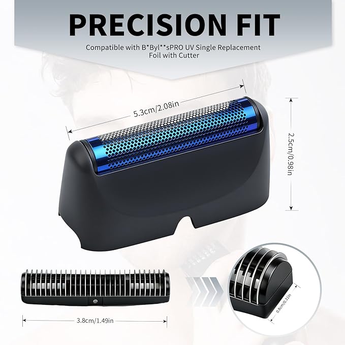 Shaver Replacement Foil and CutterCompatible with BaBylissPRO UVFOlL Single Replacement Foil with Cutter-Black