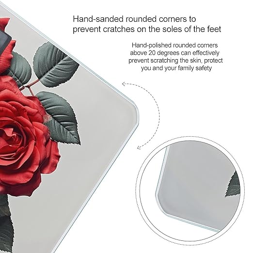 Digital Bathroom Scale for Body Weight Scale with Bright LCD Display High Accuracy Step-On Technology Auto On/Off Red Rose Flower Cluster Digital Scales 400 Lbs /180kg