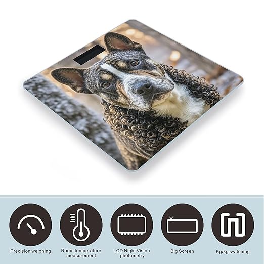 French Poodle Scale for Body Weight Highly Accurate Digital Bathroom Body Scale Digital Bathroom Scales for People Anti-Slip Large LCD Display Smart Scales