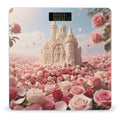 Rose Flower Sea with Castle Weight Scale Cute Bathroom Scale for Body Highly Accurate Digital Weighing Machine for People Compact LCD Display Scales with Sturdy Toughened Glass Scales