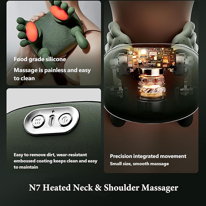 Neck and Back Massager 3 Massage Mode 2 Heat Function Heated Neck &amp Shoulder Massager Simulated Human Hand Design for Necks Back Legs Etc (1 Pc)
