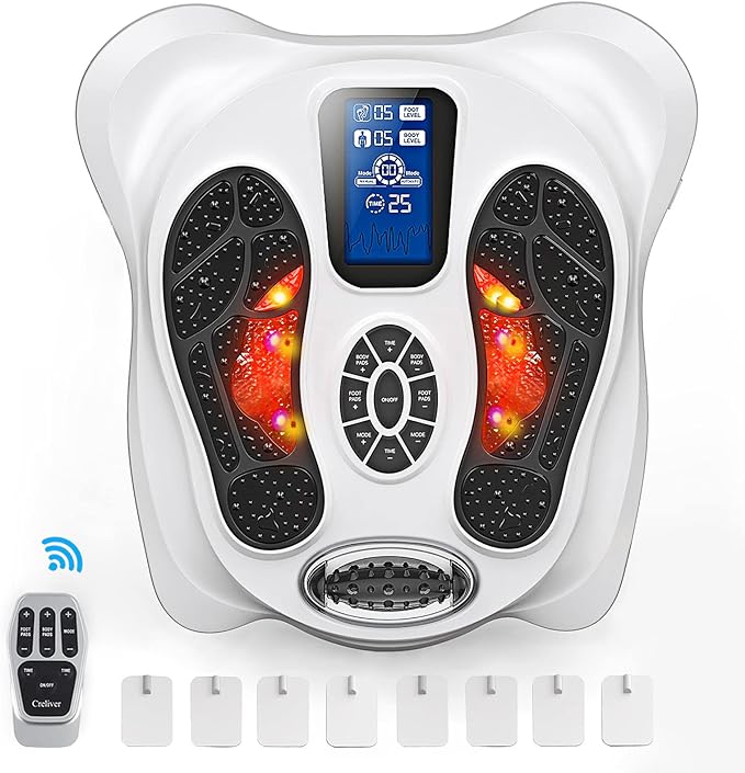 Creliver EMS &amp TENS Foot Nerve Muscle Massager Electric Foot Stimulator Improves Circulation Feet Legs Circulation Machine Relieves Body Pains Neuropathy (FSA or HSA Eligible)