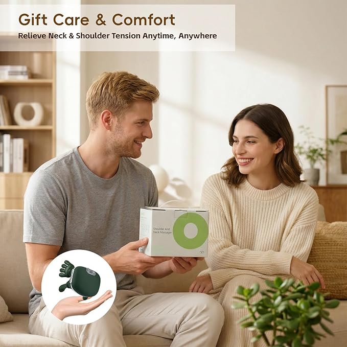 Neck Massager with Heat 4D Bionic Hand Massager Deep Tissue Neck and Shoulder Massager Portable Compact Design to Relieve Muscle Fatigue &amp Stiffness Green