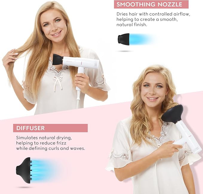 Hair Dryer IG INGLAM Professional 110000 RPM High Speed Blow Dryer Negative Ion Low Noise 3 Heat Settings &amp 3 Speed &amp Cold Settings Lightweight for Travel Home Salon Ionic Hair Dryer