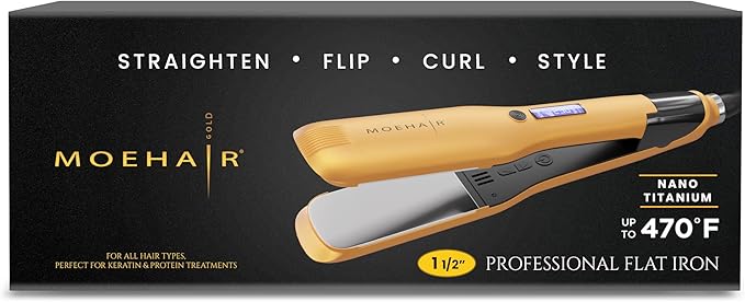MOEHAIR Professional Titanium Ionic Flat Iron Hair Straightener for Straightening Waving Curling &amp Flip | 1.5 Ceramic Floating Plates | Adjustable Temperature | Auto Shut Off | for All Hair Ty