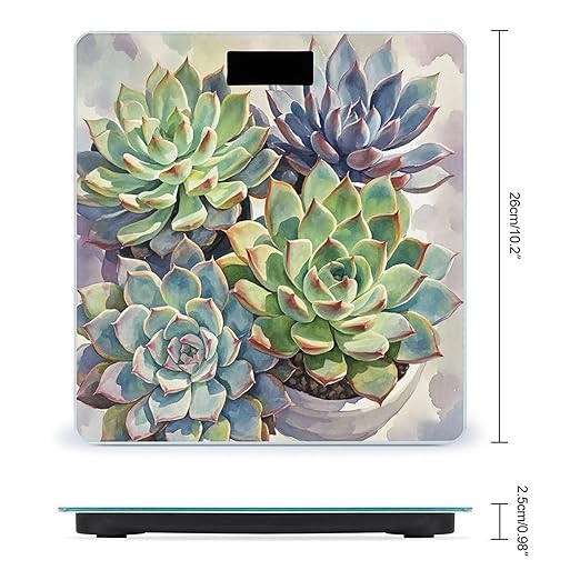 Green Plants Bathroom Scale for Body Weight Bathroom Weighing Scales with Back Lit LED Display Sturdy Tempered Glass Body Weight Bathroom Scale 400lb Weighing