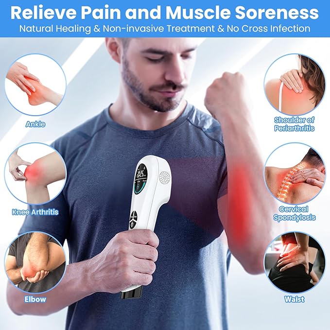Cold Laser Therapy Device for Humans &amp Dogs 4 x 808nm and14 x 650nm Handheld Red Light and Near Infrared Light Therapy Devices with Stand Red Light Therapy Wand for Pain Relief Joint Muscle Pa