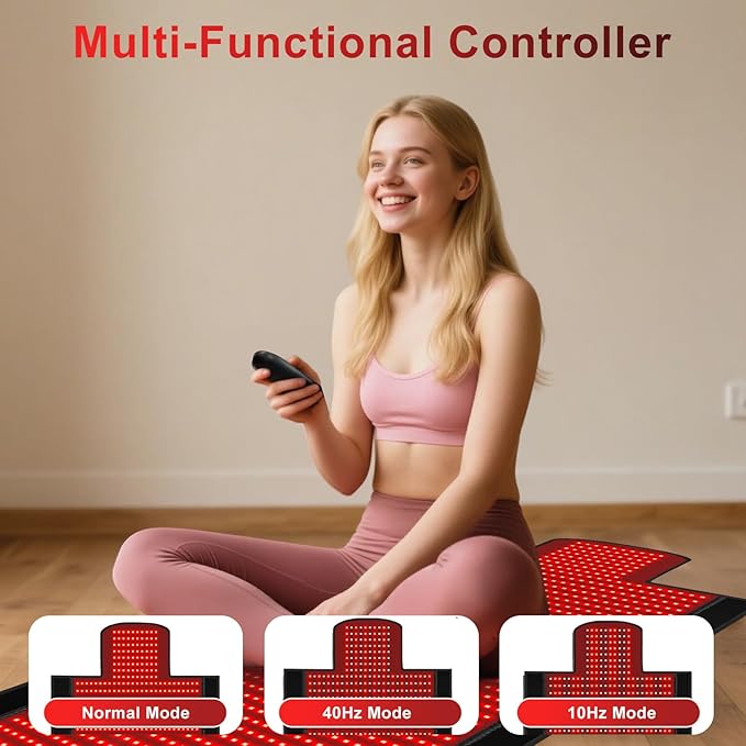Red Light Therapy Mat 2in1 LEDs (660nm&amp 850nm) Red Light Therapy Blanket Premium Material Adjustable Timer &amp Intensity