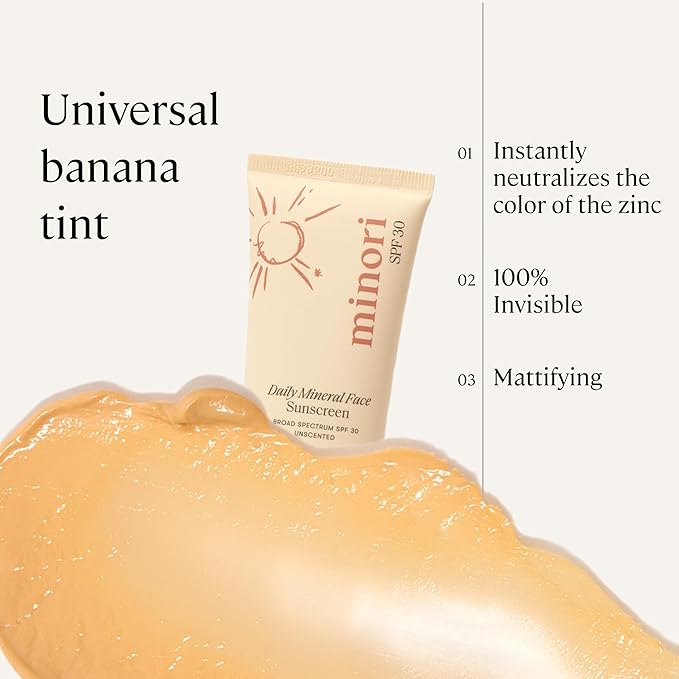 Minori Daily Mineral Sunscreen SPF 30 100% Non-Nano Zinc Oxide No White Cast Non-Greasy Pore-Smoothing Face Sunscreen Unscented Vegan 1.7 fl oz