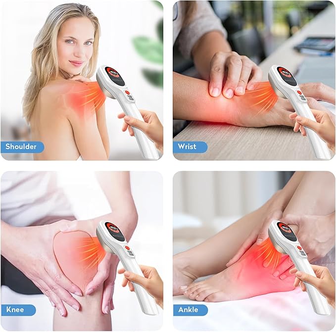 Cold Light Therapy Device – Portable Red Laser for Pain Relief | Infrared &amp Red Light Therapy Wand Targets Joints Muscles Back Knees(6x808nm +15x650nm)