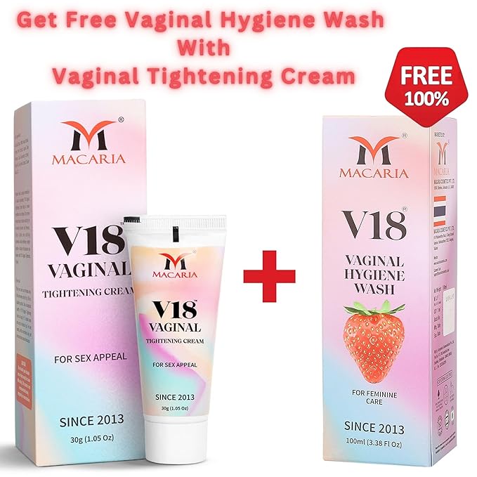 MACARIA V18 Virgin vaginal tightening feel again cream gel + vaginal feminine Wash For Married Women