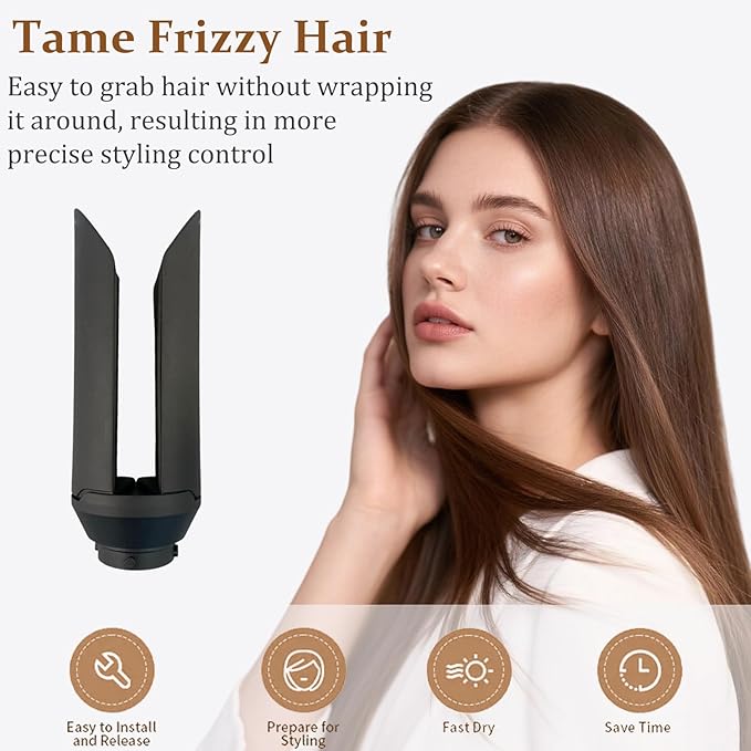 Hair Straightener Attachment for Dy-Son Airwrap HS01/HS05/HS08 Smoothing Attachment with Automatic Open/Close for Straight &amp Smooth Hair Black