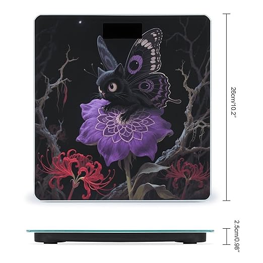 Purple Butterfly Weight Scale Large Digital Bathroom Scales with Bright LED Display Non Slip Digital Scale and Step On Fashion Weighing Machine for Body