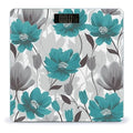 Teal Grey and White Floral1 Weight ScaleClear LED Display Bathroom Digital Weighing ScaleTempered Glass Digital Bathroom Scale for Body Weight Capacity Up to 400 Lbs