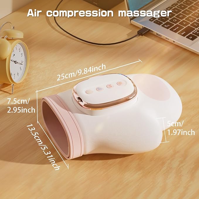 Hand Massager with Heat and Compression Finger Massager Cordless Deep Relaxation Gift for Women Men ChristmasPink