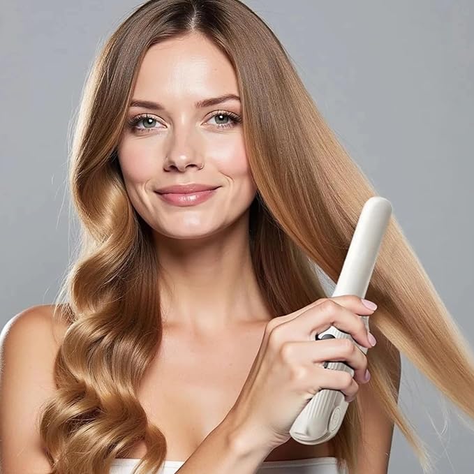 Hair Straightener Cordless 2 In 1 Mini Travel Flat Iron Tool Styling Hair White Ionic Ceramic Coating