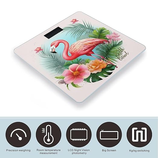 Tropical Flamingo Weight Scale for Body Weight Digital Bathroom Scale High Capacity Accurate Digital Weighing Scales and Easy-to-Read on Backlit LCD Display Scales