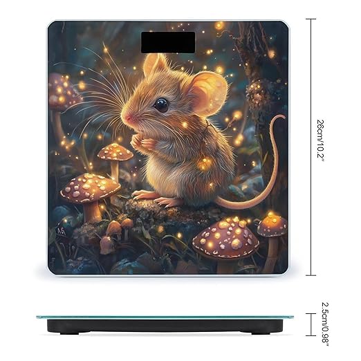 Little Mouse in The Forests Digital Bathroom Scale for Body Weight Lighted LCD Display Round Corner