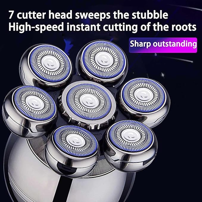 Head Shavers for Bald Men 5 in 1 Men's Rechargeable Bald Head Electric Shaver 7D LCD Display Beard Nose Ear Hair Trimmer Men Facial Cleaning Brush