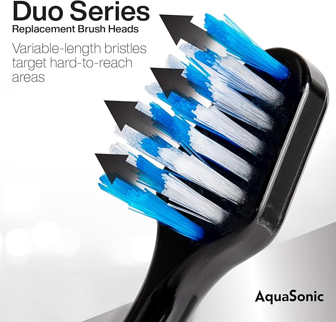AquaSonic Genuine Duo Series Replacement Brush Heads | for Normal &amp Sensitive Teeth | Compatible with Duo Series &amp Home Dental Center Toothbrush Handles | NOT Compatible with Duo Series Pro