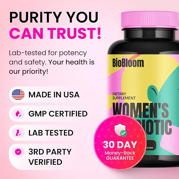 SonoHealth BioBloom Vaginal Probiotics for Women | pH Balance with Prebiotics &amp Lactobacillus Probiotic Blend Women's Vaginal Health Supplement | Promote Healthy Vaginal Odor &amp Flora (30 Servi
