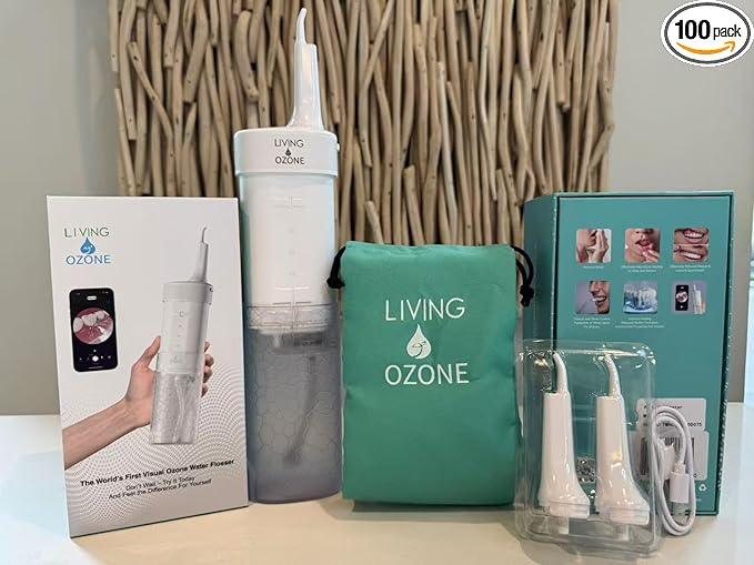 Water Flosser Oral Irrigator – Living Ozone™ US Patented TechnologyTraditional Water Flossers Rinse. We Disinfect Gums Portable for Home &amp Travel 20 Days Usage/Charges. Chemical Free.