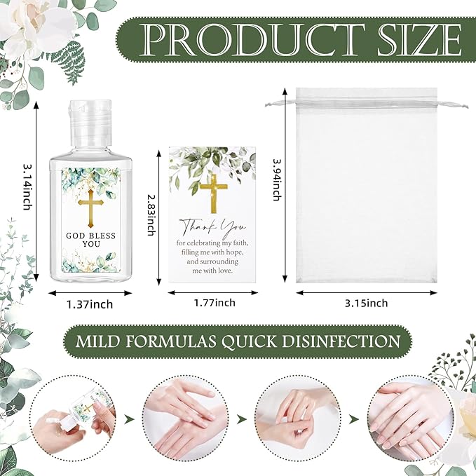 Leelosp 36 Sets Baptism Party Favors for Guests Mini Hand Soap Bulk 1fl oz Cross Baptism Mini Travel Hand Soap Gift for Baby Shower Christening First Communion Wedding Bridal Party Supplies