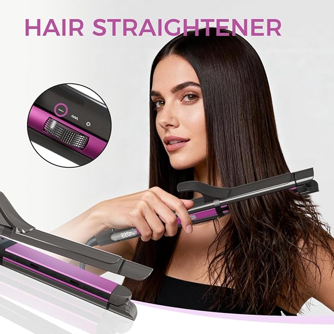 3 in 1 Hair Straightener Curling Iron Flat Iron &amp Hair Crimper Tool – Ceramic Plates Dual VoltagePRITECH Professional Hair Tool Fast Heating Hair Styling Tool for Women Salon or Travel Use