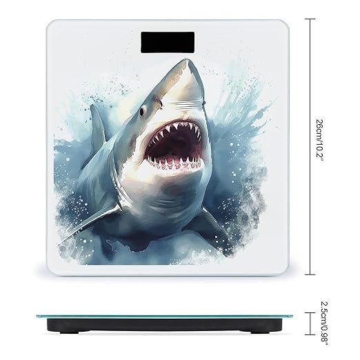 Shark in The Sea Bathroom Scale Large LCD Backlight Display Digital Scale Rounded Corners Body Scales Automatic Power On/Off Bathroom Scales for Home Bedrooms