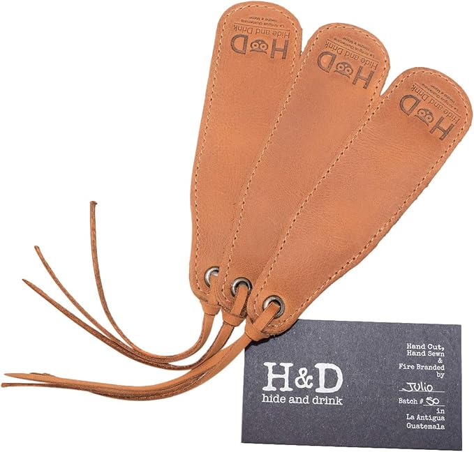 Hide &amp Drink Leather Bookmark Page Marker for Book Lovers Page Turners Travel Readers Literature Fans Book Club Gifts Handmade 101 Year Warranty (Single Malt Mahogany)