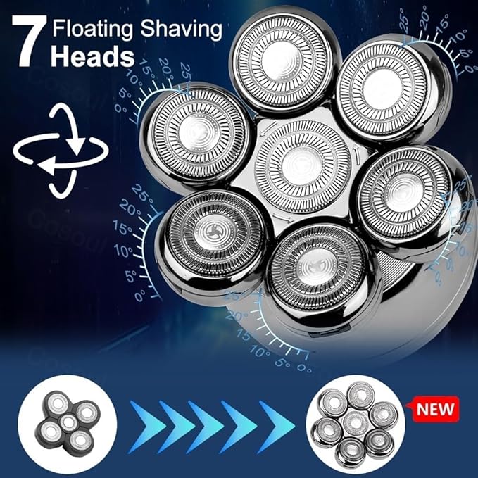Head Shaver for Men 5 in 1 Shaver for Men Electric Shaver Bald Head Shaver Hair Clipper for Bald Man Beard Trimmer Shaving Machine Bald Head Razor 7D