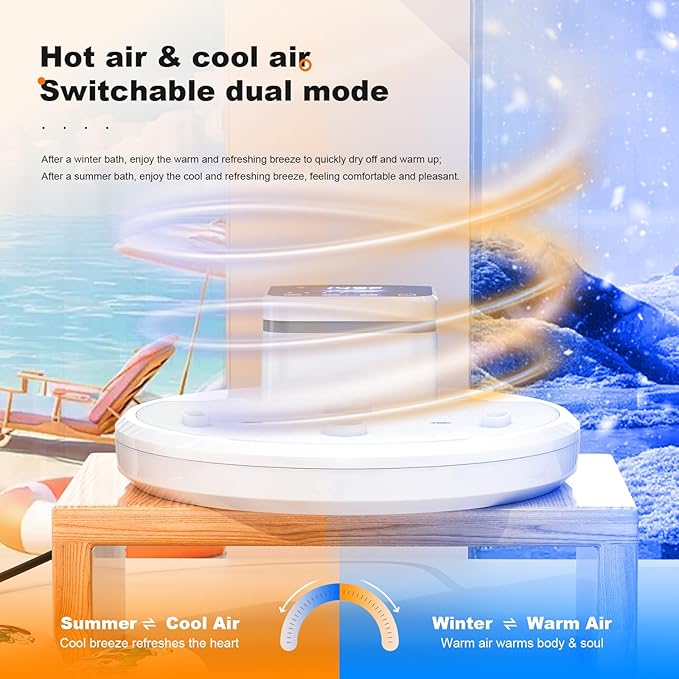 Body Dryer for Bathroom Feet Touch Panel Body Dryer After Shower Machine with Pre-Warm Adjustable Temperature Waterproof Heater Blow for Home Bathroom Hotel