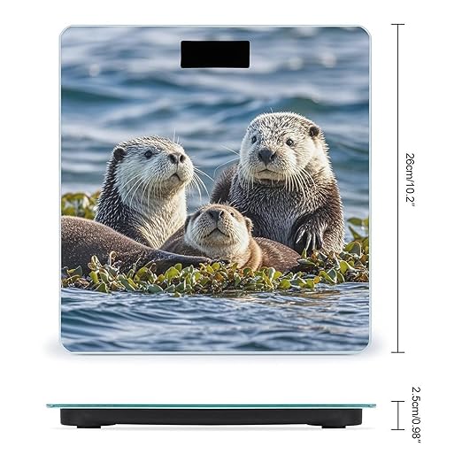 Sea Otters Scale for Body Weight Highly Accurate Digital Bathroom Body Scale Digital Bathroom Scales for People Anti-Slip Large LCD Display Smart Scales