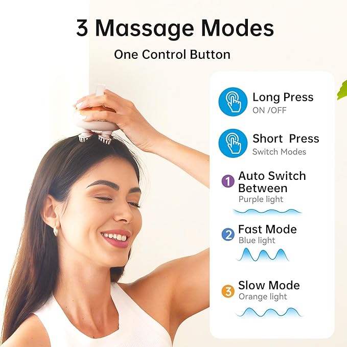 COMFIER Cordless Scalp Massager with 3 kneading Modes GiftsWaterproof Head Massage with 8 Claws for Deep CleansingHead ScratcherBody MassagerCat Massage