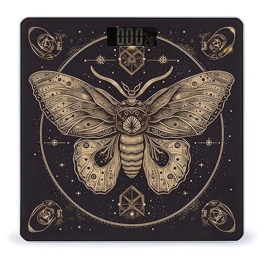 Moth Scale for Body Weight Anti-Slip Tempered Glass Digital Bathroom Scales Clear LCD Display Weighing Scale Safe Rounded Corners Smart Scales