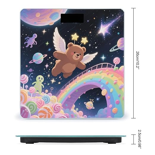 Winged Bear Weight Scale Cute Bathroom Scale for Body Highly Accurate Digital Weighing Machine for People Compact LCD Display Scales with Sturdy Toughened Glass Scales