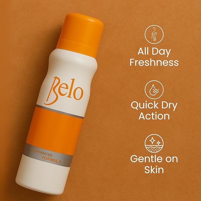 Belo Advanced Formula Odor Control Deodorant Spray with Gentle Quick Dry Protection Fresh Scent and Comfort - 140ml